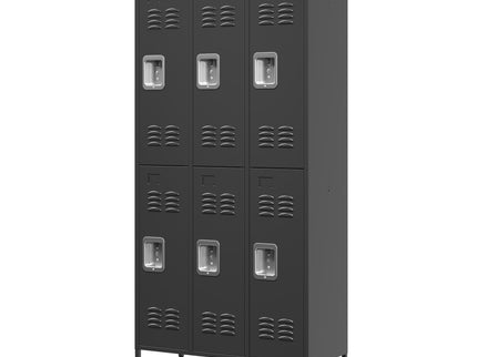 6 Door Lockers With Lock For Secure Storage - Black
