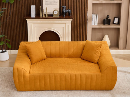 Oversized 2 Seater Loveseat With 2 Decor Throw Pillows, Deep Seat Sofa For Living Rooms