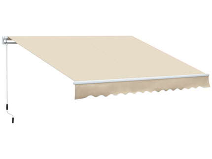 Outsunny - 12' x 8' Retractable Awning Patio Awnings Sun Shade Shelter With Manual Crank Handle, 280G / M² Uv & Water-Resistant Fabric And Aluminum Frame For Deck, Balcony, Yard - Cream White