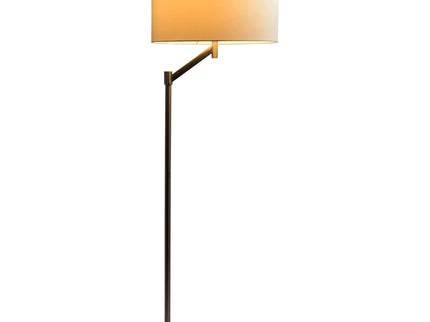Serene - Floor Lamp With Rotary Switch Base Linen Shade - Brushed Nickel / White