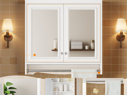 Modern Wall-Mounted Mirror Cabinet With Adjustable Shelves, Soft-Close Doors, High-Definition Mirror