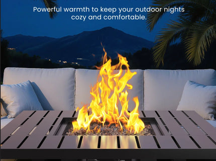 Square 2 In 1 Outdoor Propane Fire Pit Table With Stainless Burner, Lava Rocks, Lid & Waterproof Cover - Black