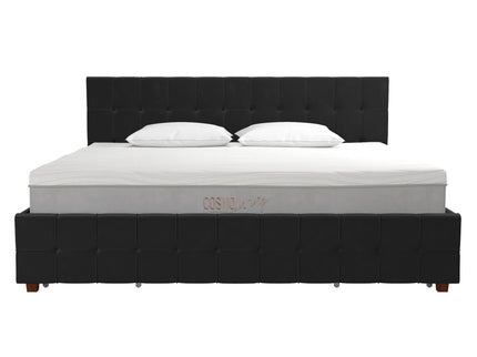 King Upholstered Bed With Storage - Black