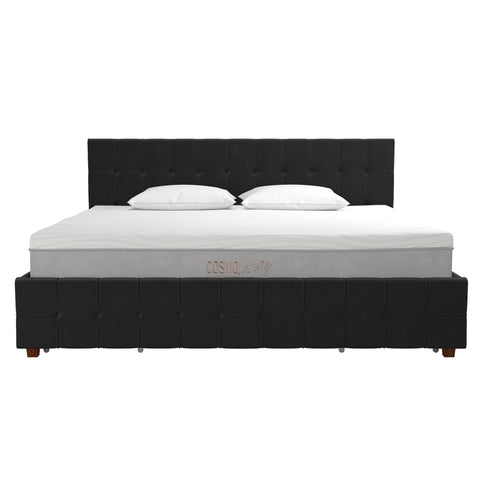 King Upholstered Bed With Storage - Black