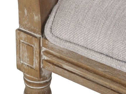 French Country Dining Chair With Rectangular Cane Backrest And Smooth Upholstered Seating
