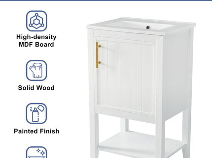Modern Bathroom Vanity With Sink, Soft-Closing Door And Open Shelf