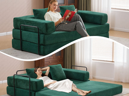 Floor Couch, Convertible Floor Sofa Bed With Pillow Back Support Armrest