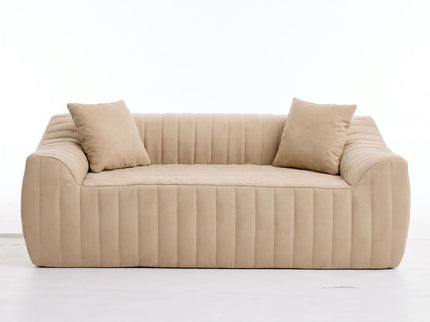 Oversized 2 Seater Loveseat With 2 Decor Throw Pillows, Deep Seat Sofa For Living Rooms