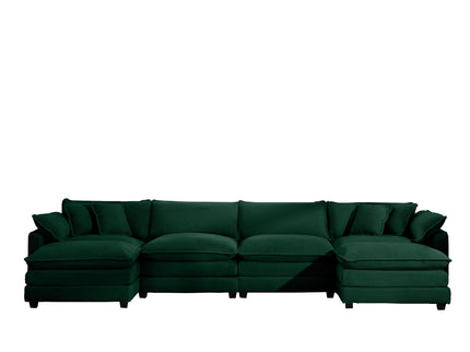 Modern Modular Cushion Sofa With Ottoman, Low Back, Deep Seating Sofa Set