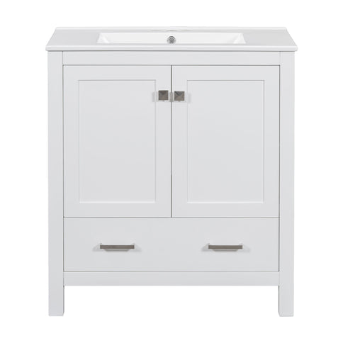 Bathroom Vanity With Single Sink, Combo Cabinet Undermount Sink, Bathroom Storage Cabinet With Two Doors And A Drawer, Soft Closing, Multifunctional Storage, Solid Wood Frame