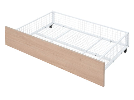 Triple Bunk Bed With Drawers, Multi-Functional Frame With Desks And Shelves In The Middle