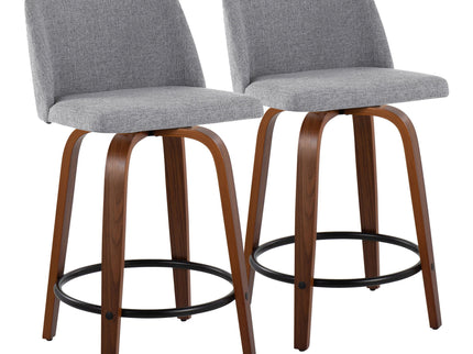 Toriano - Mid Century Modern, Fixed Height Counter Stool & Swivel And Round Footrest (Set of 2)