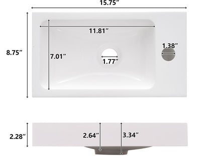 15.75" Bathroom Vanity With Reversible Resin Sink And Cabinet - Wood