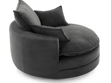 360° Swivel Accent Barrel Chair With Dual Layer Cushion And 3 Removable Pillows