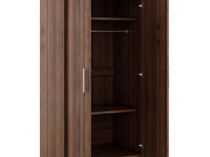 2 Door Wooden Wardrobe Armoire With 3 Storage Shelves - Brown