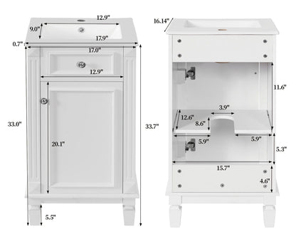 Bathroom Vanity With Sink, Soft-Closing Door, Adjustable Shelf