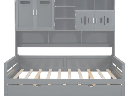 Daybed With All-In-One Cabinet And Shelf