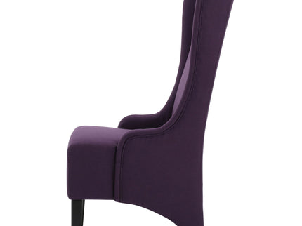 Fabric Dining Chair With High Back And Birch Wood Legs - Plum