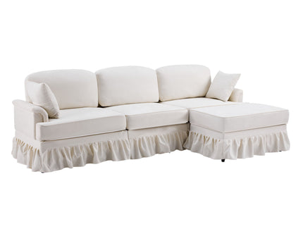Cloud Sofa With Removable Ruffled Skirt With Ottoman And Flared Arms