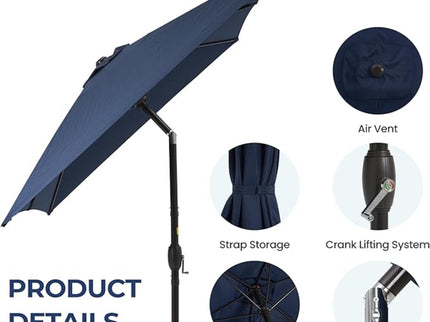 Rectangular Patio Umbrella With Crank Tilt, Polyester UV-Resistant Canopy