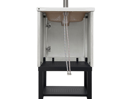 Modern Freestanding Bathroom Vanity With Ceramic Sink, Hot And Cold Faucet, 1 Door Cabinet & Open Shelf