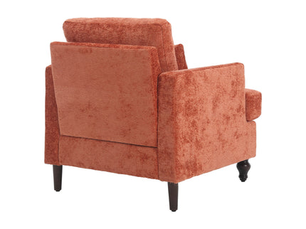 Modern Mid Century Wood Frame Armchair With Tufted Design