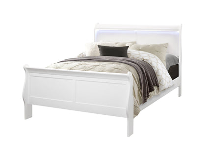 Charlston - Modern Sleigh Design Bed With LED