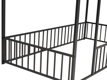 Metal Bed House Bed Frame With Fence