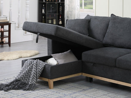 Colton - Reversible Sleeper Sectional Sofa With Storage Chaise - Dark Gray