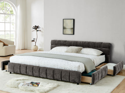 Modern Platform Bed Frame With Thick Fabric
