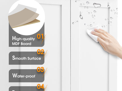 Storage Cabinet With Adjustable Shelves, 2 Doors, Rectangle Design For Bathroom