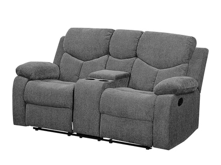 Kalen - Chenille Loveseat With Console - Gray