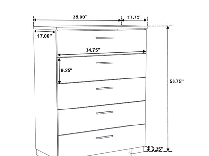Dulcey - 5 Drawer Bedroom Chest - White