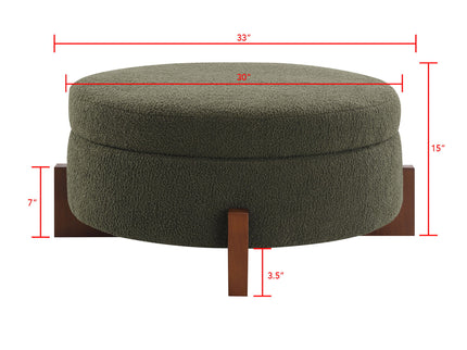 Round Storage Ottoman, Footrest Stool For Living Room