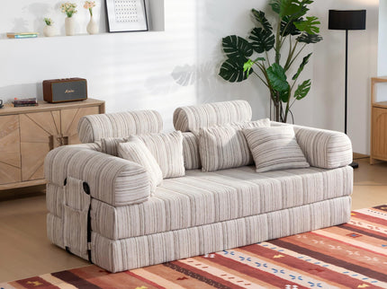 Convertible Sleeper Sofa Bed With High Density Compressed Sponge, Upholstered Couch For Living Room