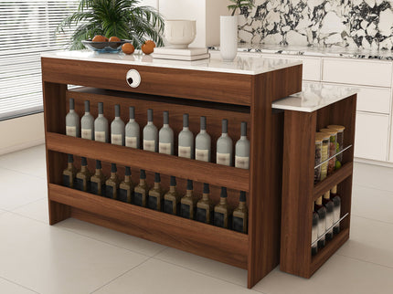 Kitchen Island With Extendable & Rotating Table