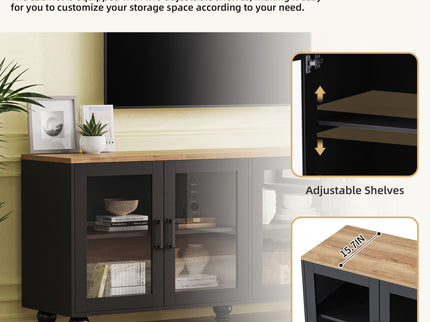 Farmhouse TV Stand With Solid Wood Gourd Shaped Legs For TVs Up To 70"