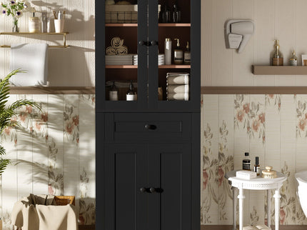 Bathroom Storage Cabinet, Adjustable Shelves & Drawer, Freestanding Tower