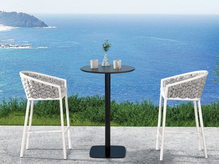 Rowan - Rope Barrel Low Back Patio Counter Stool (Set of 2) - Optic White