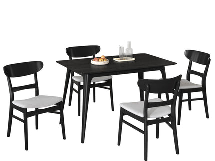 5 Piece Dining Set With 1 Table And 4 Upholstered Chairs - Black / Light Gray