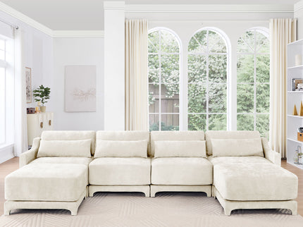 Stylish Sofa With Ottoman And Lumbar Pillows, Ergonomic Design