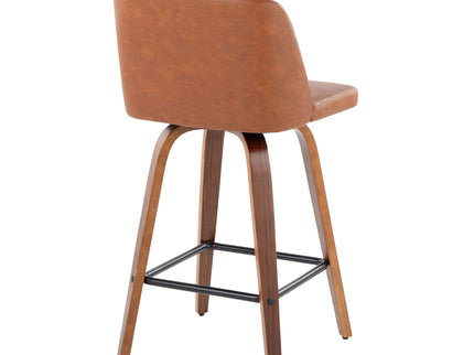 Toriano - Mid Century Modern Fixed Height Counter Stool & Square Footrest (Set of 2)