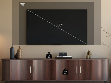 70" TV Stand With Ample Storage, Refined Curved Corners - Dark Brown