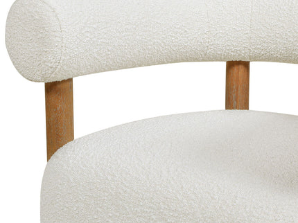 Fuji - Mid Century Modern Barrel Accent Arm Chair - Ivory White