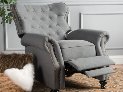 Accented Push Back Recliner Chair With Rolled Arms, Enjoy Cocooning Comfort