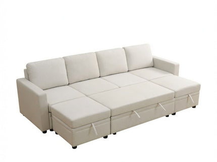 Extra Wide U - Shape Convertible Sleeper Sofa Bed With Dual Storage Ottoman