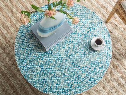 Unique Capiz Coffee Table & Pedestal Base
