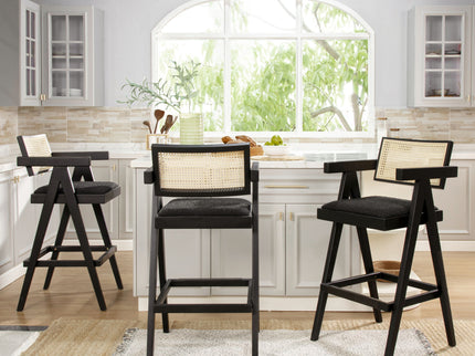 Milan - Modern Webbing Back Stool With Arms (Set of 3)