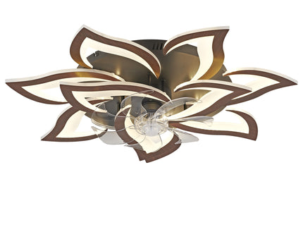 32" Flower Ceiling Fan With LED Dimmable Light, Low Profile Flush Mount Fan With Remote Control, 6 Speeds