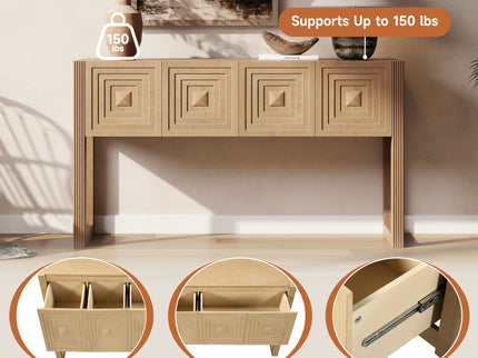 Geometric Carved Console Table With 3 Soft Close Drawers